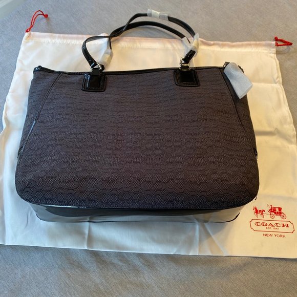 Coach Black Signature Poppy Oxford Tote - Picture 3 of 8